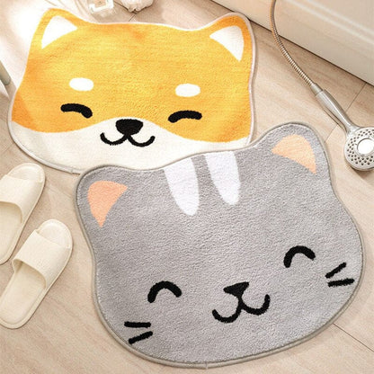 Kawaii Cat Head Bath Mat - Soft, Absorbent, Non-Slip Floor Décor-Bath Mat-2-Colydia