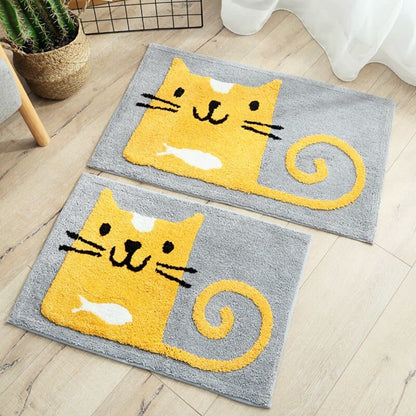 Cartoon Cat Bath Mat - Ultra-Absorbent, Non-Slip, Soft Comfort-Bathroom Mat-4-Colydia