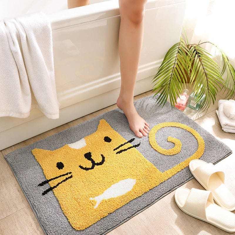 Cartoon Cat Bath Mat - Ultra-Absorbent, Non-Slip, Soft Comfort-Bathroom Mat-2-Colydia