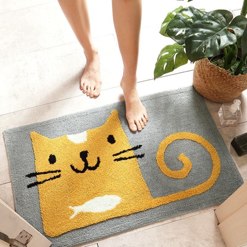 Cartoon Cat Bath Mat - Ultra-Absorbent, Non-Slip, Soft Comfort-Bathroom Mat-1-Colydia