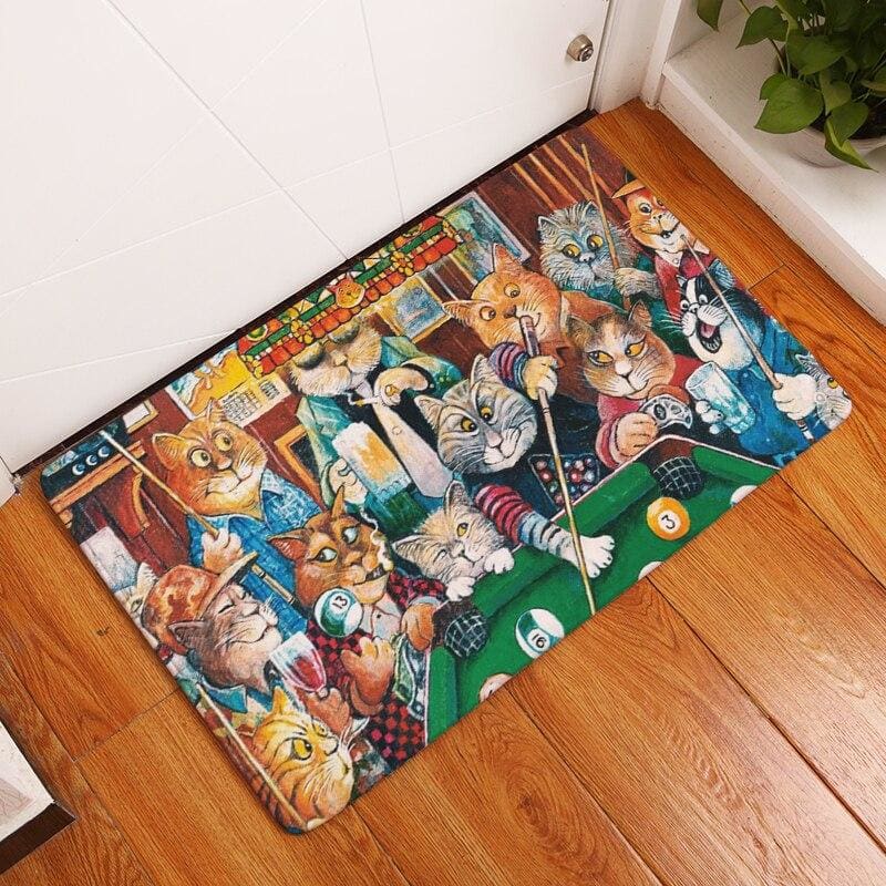 Non-Slip Cat Floor Mat for Entrances with Absorbent Sponge Lining-Cat Floor Mat-Billiards-50cmx80cm-5-Colydia