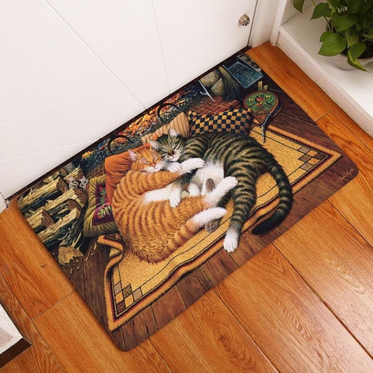 Non-Slip Cat Floor Mat for Entrances with Absorbent Sponge Lining-Cat Floor Mat-Hugs-50cmx80cm-1-Colydia