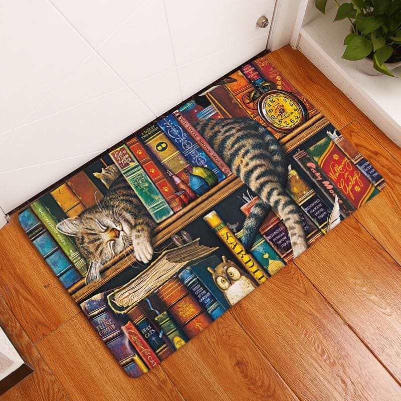 Non-Slip Cat Floor Mat for Entrances with Absorbent Sponge Lining-Cat Floor Mat-Books-50cmx80cm-2-Colydia