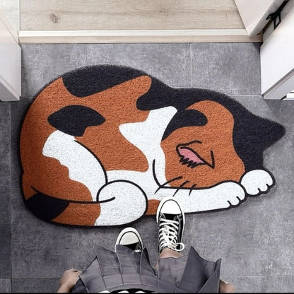 Weatherproof Sleeping Cat Mat - Cute, Non-Slip, Waterproof Vinyl-Floor Mat-Spotted cat-5-Colydia