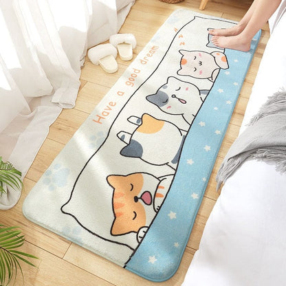 Ultra-Soft Feline Print Bedroom Mat - Non-Slip & Anti-Bacterial-Bedroom Mat-Cat Nap-L (60x180cm)-6-Colydia