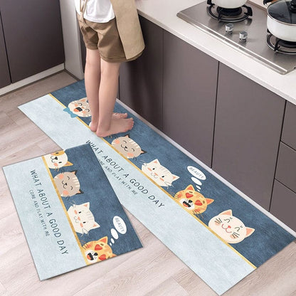 Charming Kawaii Cat Rugs Set of 2 - Non-Slip, Washable Decor-Rugs-Good Day Cat-3-Colydia