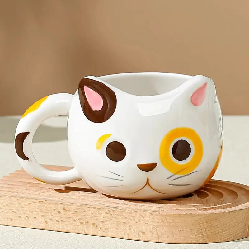 Cat-Shaped Ceramic Coffee Mug 430ml – Feline Design & Colors-Ceramic Cat Coffee Mug-Calico-430 ml-9-Colydia