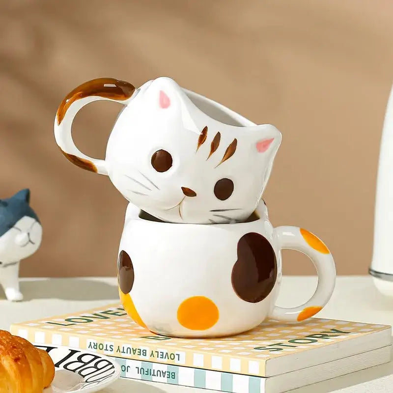 Cat-Shaped Ceramic Coffee Mug 430ml – Feline Design & Colors-Ceramic Cat Coffee Mug-6-Colydia