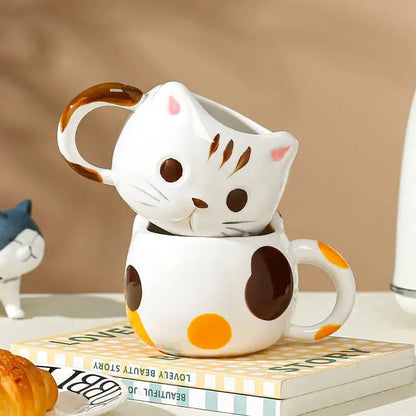 Cat-Shaped Ceramic Coffee Mug 430ml – Feline Design & Colors-Ceramic Cat Coffee Mug-6-Colydia