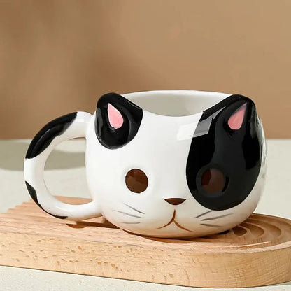 Cat-Shaped Ceramic Coffee Mug 430ml – Feline Design & Colors-Ceramic Cat Coffee Mug-Black-430 ml-7-Colydia