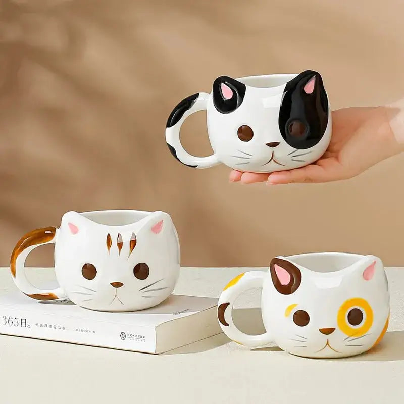 Cat-Shaped Ceramic Coffee Mug 430ml – Feline Design & Colors-Ceramic Cat Coffee Mug-1-Colydia