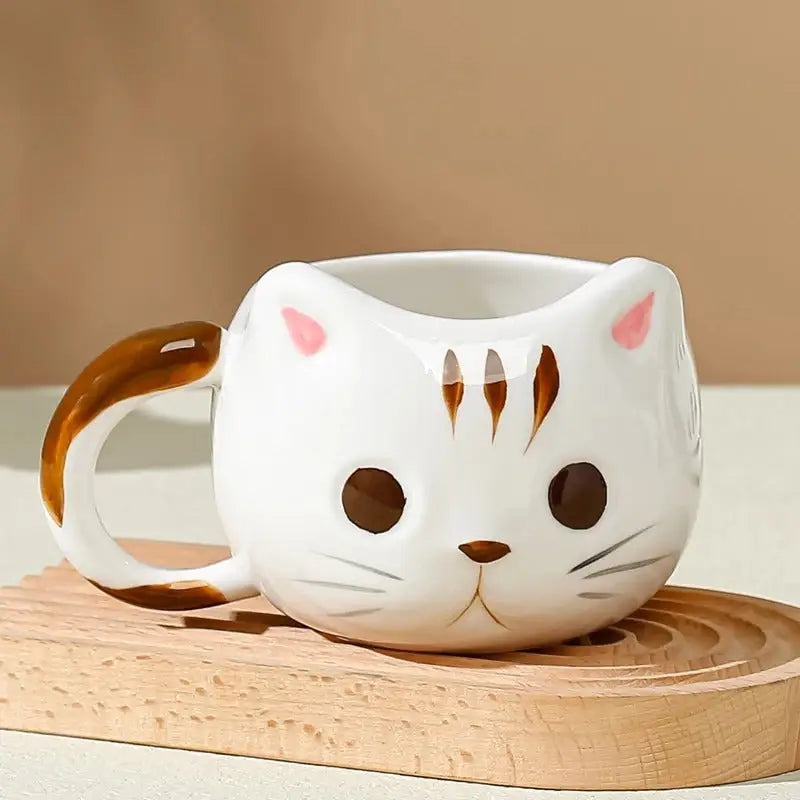 Cat-Shaped Ceramic Coffee Mug 430ml – Feline Design & Colors-Ceramic Cat Coffee Mug-Brown-430 ml-8-Colydia