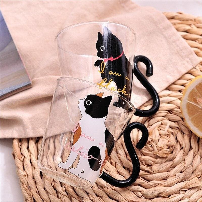 Cute Cat-Shaped Glass Coffee Mug 250ml | Funny Gift for Cat Lovers-Cat-Shaped Glass Mug-1-Colydia