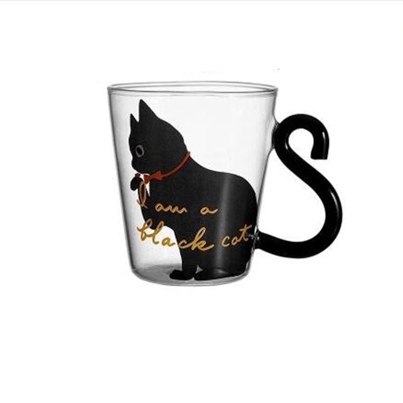 Cute Cat-Shaped Glass Coffee Mug 250ml | Funny Gift for Cat Lovers-Cat-Shaped Glass Mug-Black Cat-7-Colydia