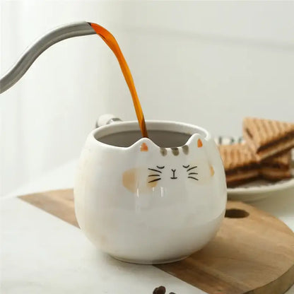 Hand-Painted Cat Mug with Ears, 380mL Ceramic for Cute Tea Times-Cat Mug-380 mL-1-Colydia