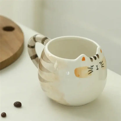 Hand-Painted Cat Mug with Ears, 380mL Ceramic for Cute Tea Times-Cat Mug-380 mL-4-Colydia