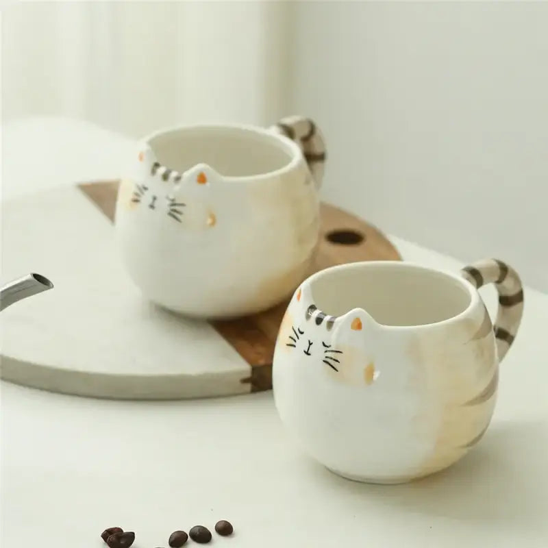 Hand-Painted Cat Mug with Ears, 380mL Ceramic for Cute Tea Times-Cat Mug-380 mL-5-Colydia