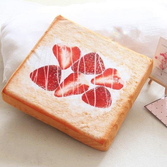 Cozy Toast-Shaped Pet Bed Mat - Comfy Cushion, Easy Clean Cover-Pet Bed-Strawberry Toast-3-Colydia