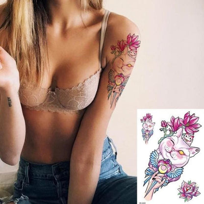 Pink Cat Temporary Tattoos – Non-Toxic, Easy to Apply & Remove-Temporary Tattoos-Flower-3-Colydia