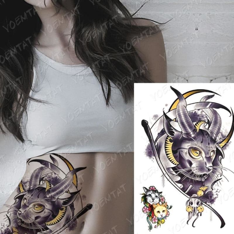 Samurai Cat Temporary Tattoo - Semi-Permanent, Easy to Apply & Remove-Temporary Tattoo-Samurai-2-Colydia