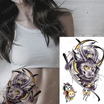 Samurai Cat Temporary Tattoo - Semi-Permanent, Easy to Apply & Remove-Temporary Tattoo-Samurai-2-Colydia