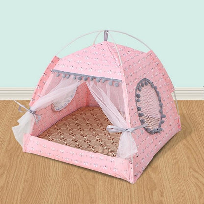 Durable Plush Cat Tent with Removable Microfiber Liner, Various Colors-Cat Tent-Candy Pink-L (48x48x46cm)-5-Colydia