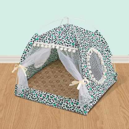 Durable Plush Cat Tent with Removable Microfiber Liner, Various Colors-Cat Tent-Apple Green-L (48x48x46cm)-3-Colydia