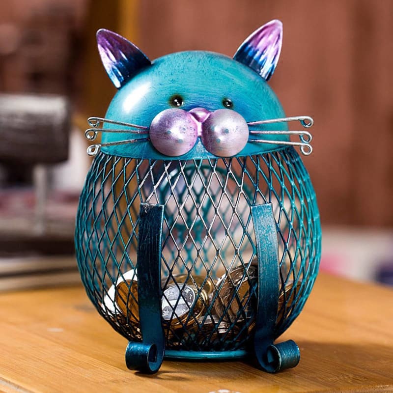 Cute Blue Cat Piggy Bank for Kids & Adults - Metal Savings Gift-Piggy Bank-Blue Cat-1-Colydia