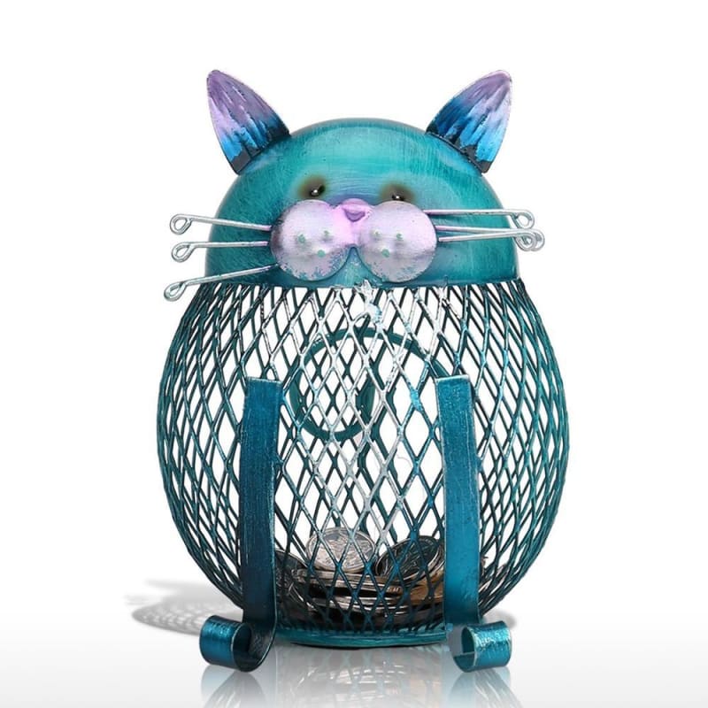 Cute Blue Cat Piggy Bank for Kids & Adults - Metal Savings Gift-Piggy Bank-Blue Cat-5-Colydia