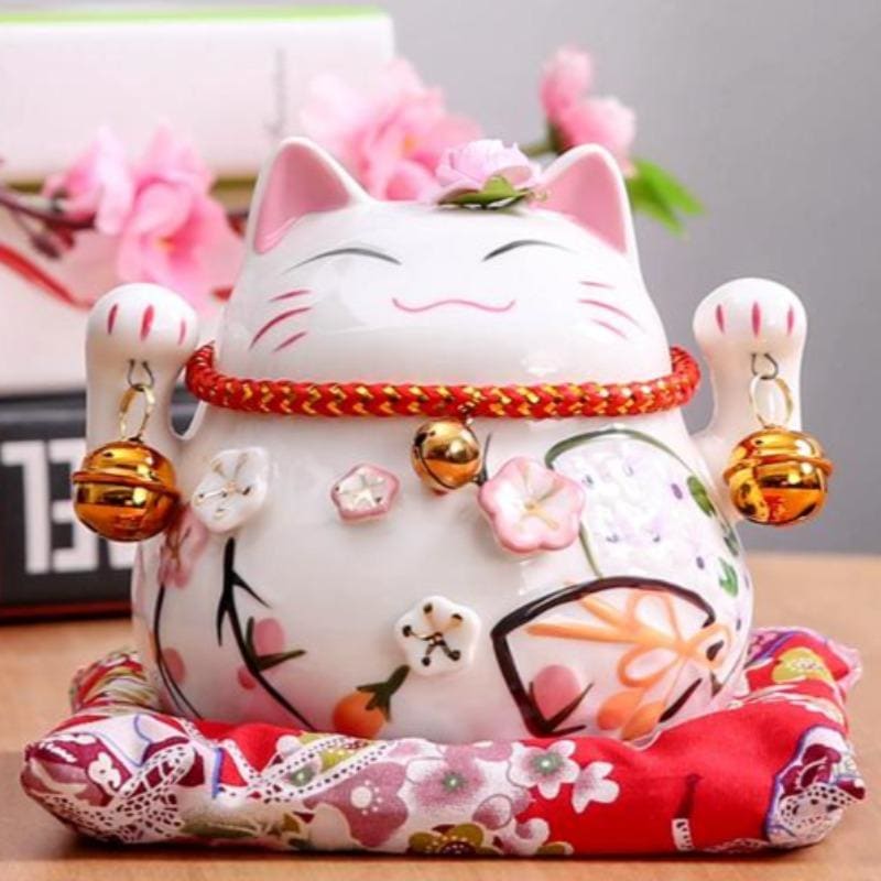 Japanese Cat Piggy Bank - Ceramic Lucky Charm for Savings-Ceramic Piggy Bank-1-Colydia