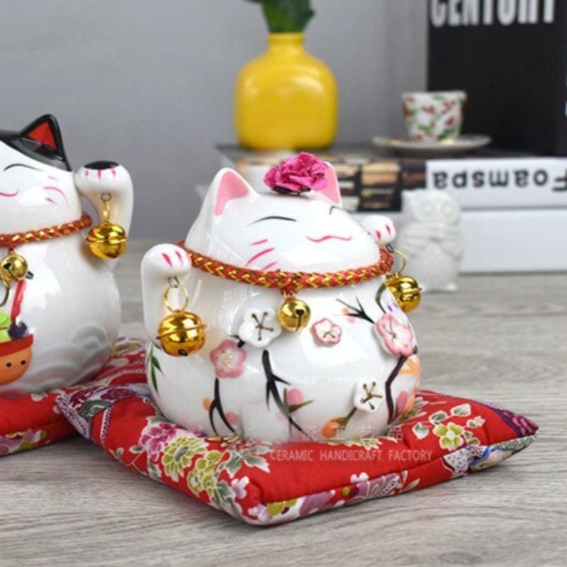 Japanese Cat Piggy Bank - Ceramic Lucky Charm for Savings-Ceramic Piggy Bank-2-Colydia