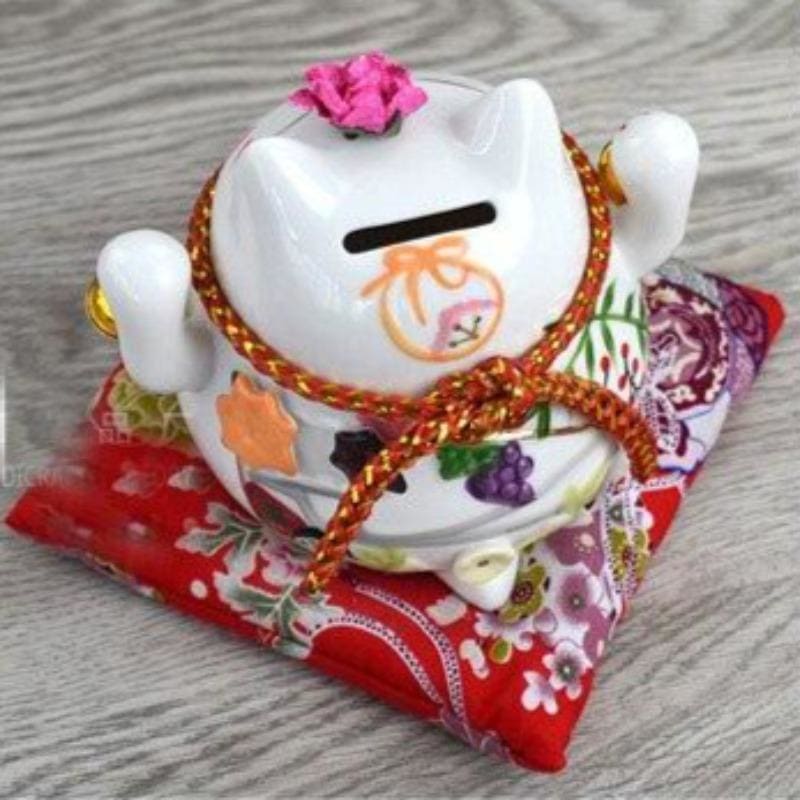 Japanese Cat Piggy Bank - Ceramic Lucky Charm for Savings-Ceramic Piggy Bank-3-Colydia