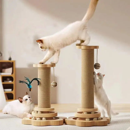 Elegant Cat Scratching Tower with Durable Wood & Sisal Design-Cat Scratching Tower-2-Colydia