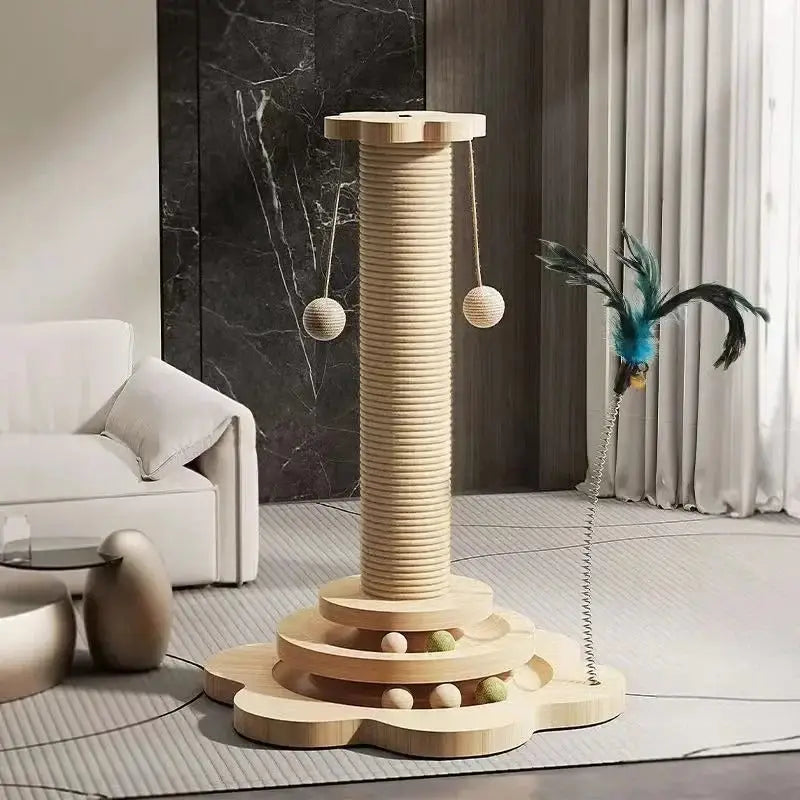 Elegant Cat Scratching Tower with Durable Wood & Sisal Design-Cat Scratching Tower-4-Colydia