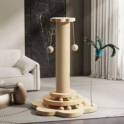 Elegant Cat Scratching Tower with Durable Wood & Sisal Design-Cat Scratching Tower-4-Colydia