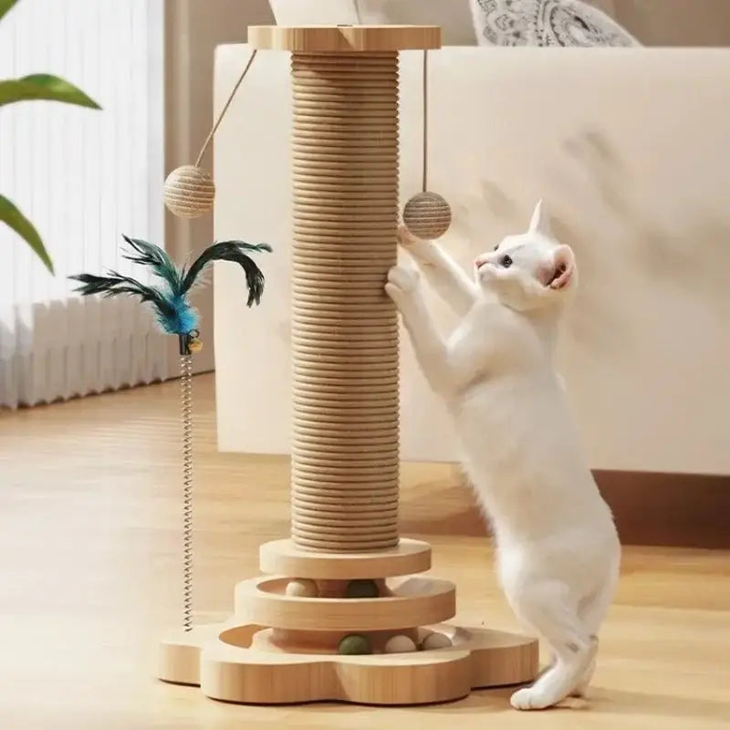 Elegant Cat Scratching Tower with Durable Wood & Sisal Design-Cat Scratching Tower-3-Colydia