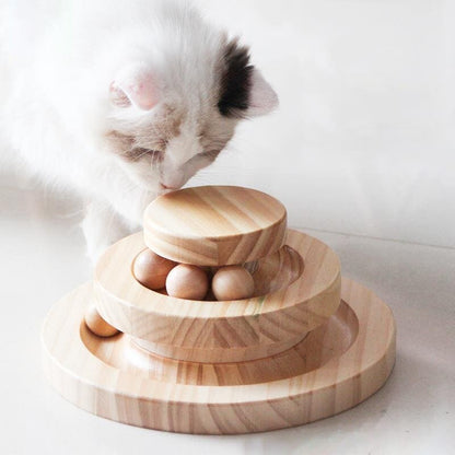 Wooden Cat Spiral Tower Toy: 3-Level Interactive Play Structure-Interactive Cat Toy-2-Level Tower-4-Colydia