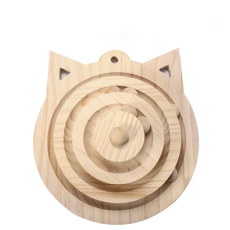 Wooden Cat Spiral Tower Toy: 3-Level Interactive Play Structure-Interactive Cat Toy-6-Colydia