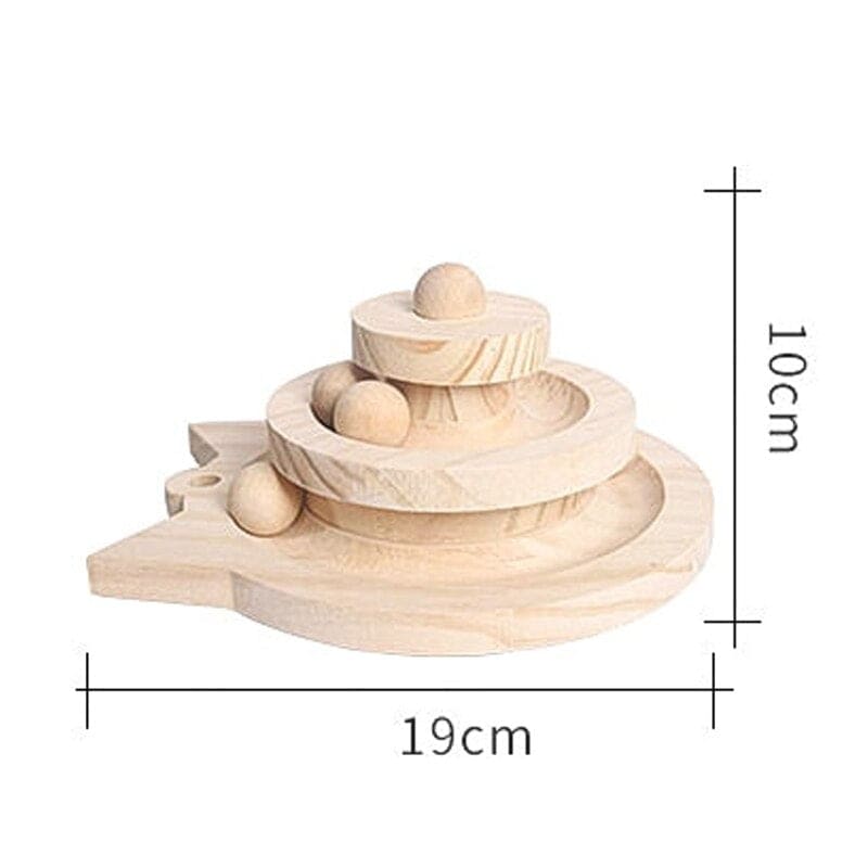 Wooden Cat Spiral Tower Toy: 3-Level Interactive Play Structure-Interactive Cat Toy-8-Colydia