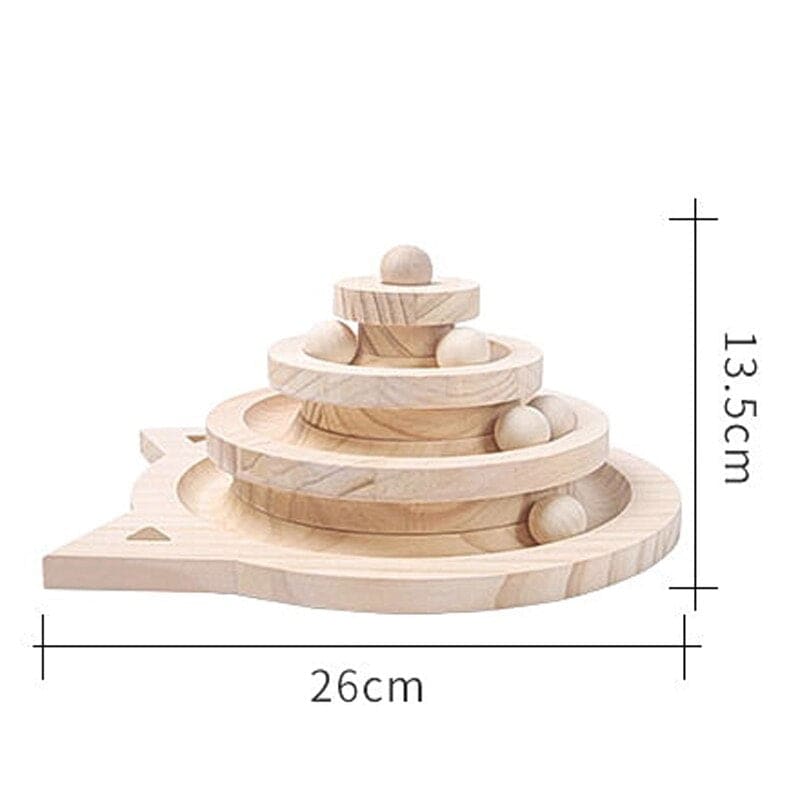 Wooden Cat Spiral Tower Toy: 3-Level Interactive Play Structure-Interactive Cat Toy-9-Colydia