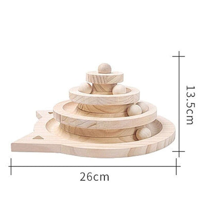 Wooden Cat Spiral Tower Toy: 3-Level Interactive Play Structure-Interactive Cat Toy-9-Colydia