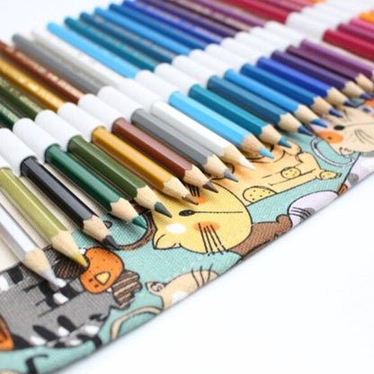 Kawaii Cat Canvas Pencil Case with 36 Slots for Pencils & Brushes-Pencil Case-8-Colydia