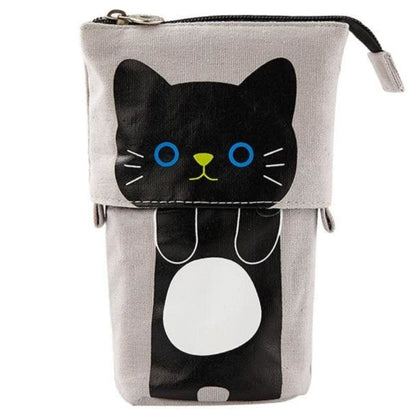 Expandable Cat Pencil Case - Cute, Eco-Friendly Fabric Holder-Pencil Case-Black-7-Colydia