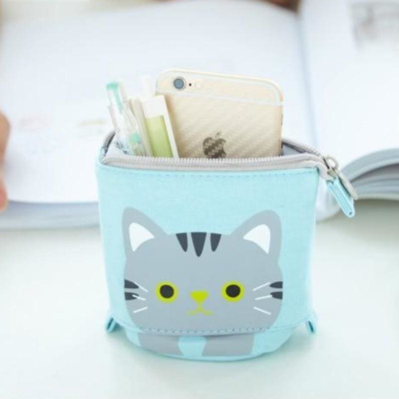 Expandable Cat Pencil Case - Cute, Eco-Friendly Fabric Holder-Pencil Case-6-Colydia