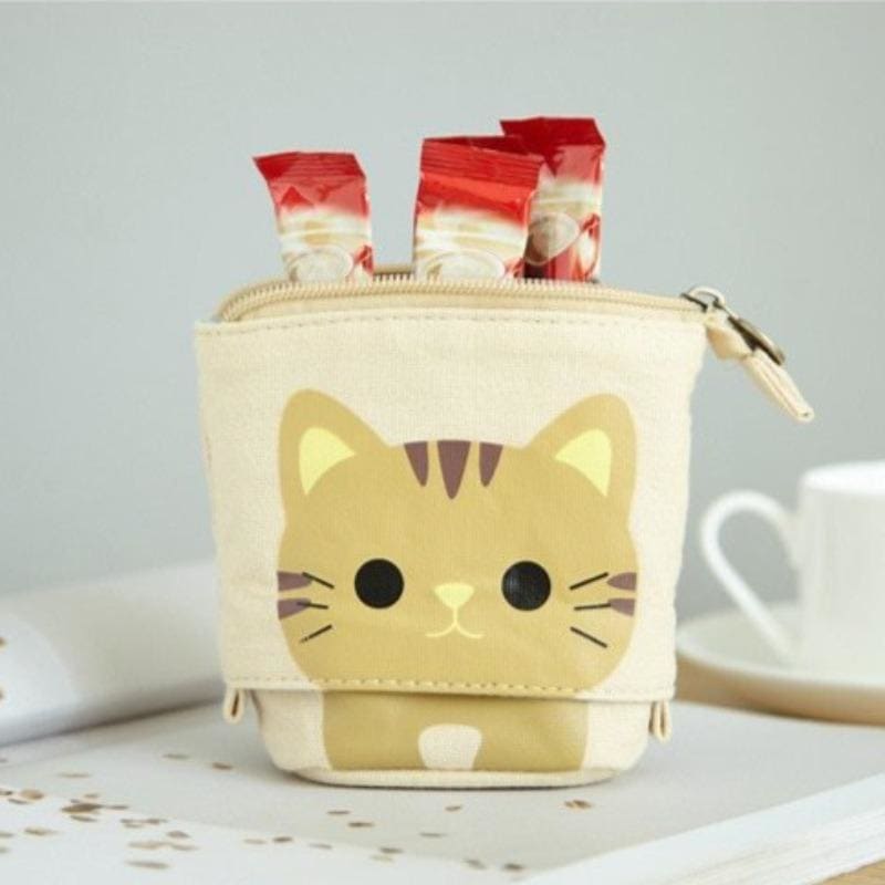 Expandable Cat Pencil Case - Cute, Eco-Friendly Fabric Holder-Pencil Case-5-Colydia