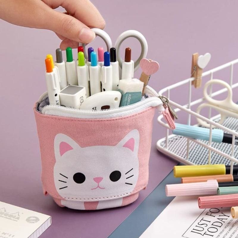 Expandable Cat Pencil Case - Cute, Eco-Friendly Fabric Holder-Pencil Case-3-Colydia