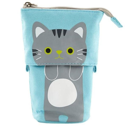 Expandable Cat Pencil Case - Cute, Eco-Friendly Fabric Holder-Pencil Case-Blue-9-Colydia