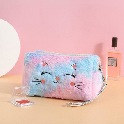 Adorable Kawaii Cat Pencil Case - Blue & Pink, Eco-Friendly Design-Pencil Case-Blue (17x11x8cm)-2-Colydia