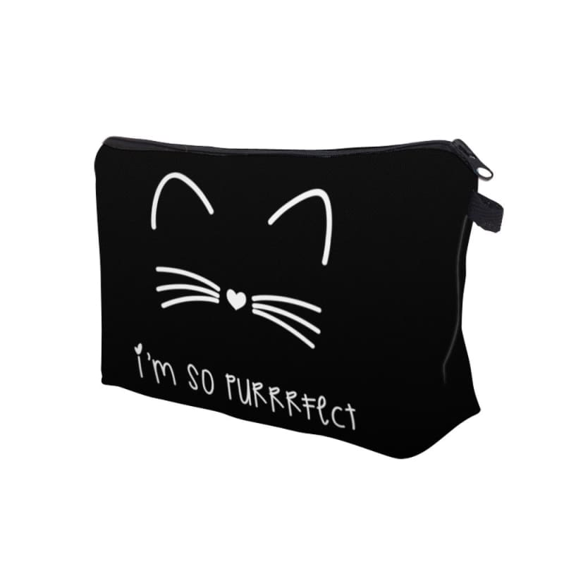 Chic Black Cat Pouch - Fabric Makeup & Pen Case for Cat Lovers-Makeup and Pencil Case-(22x18x13.5cm)-3-Colydia