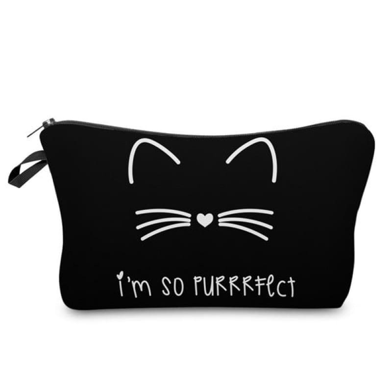 Chic Black Cat Pouch - Fabric Makeup & Pen Case for Cat Lovers-Makeup and Pencil Case-(22x18x13.5cm)-2-Colydia